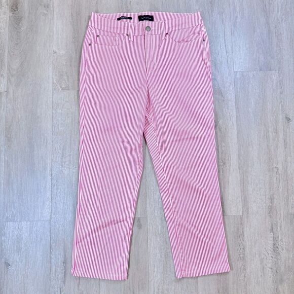 Pink Striped Cropped Jeans 4 - Picture 1 of 4